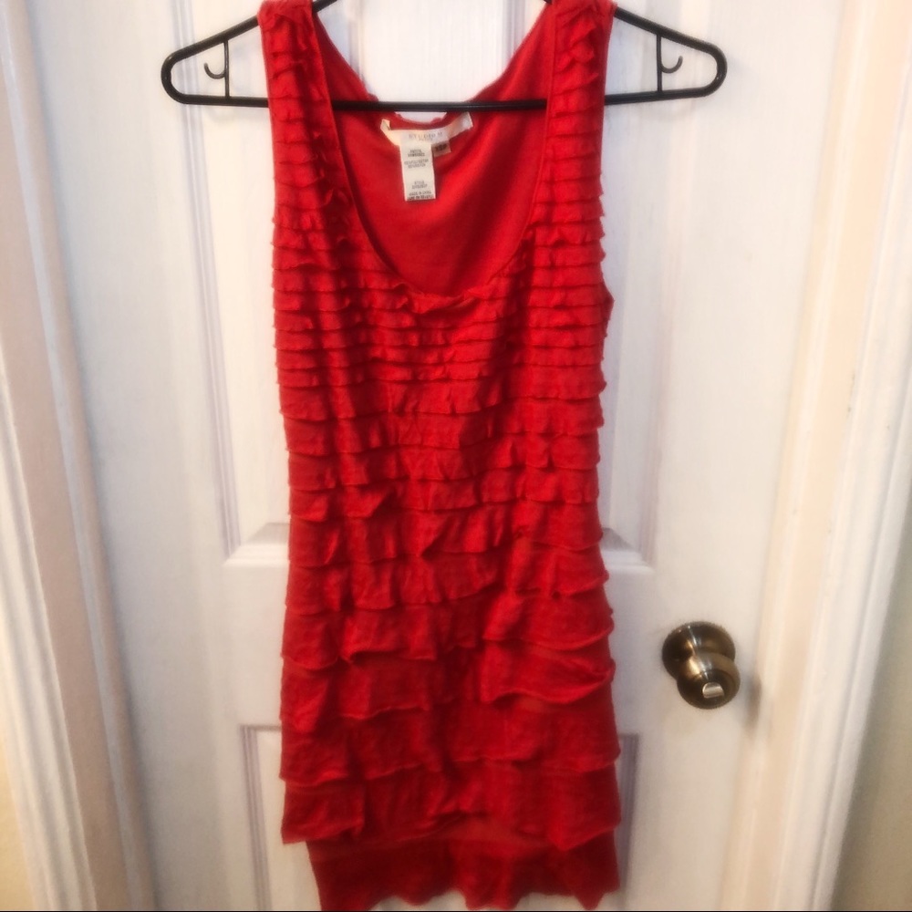 Max Studio red mini dress with layers size XS